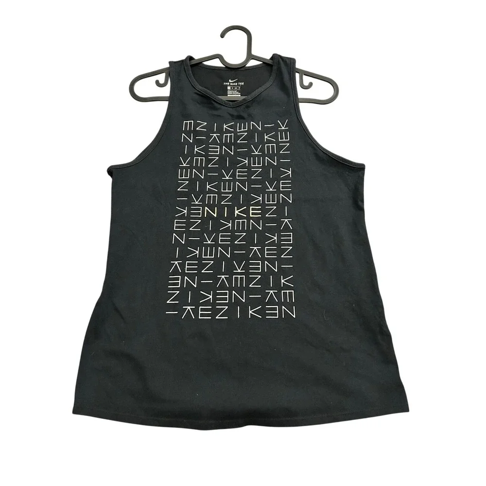 Nike Dri-FIT Graphic Tank Top Womens XS Black‎ Excellent Athletic Cut Sleeveless